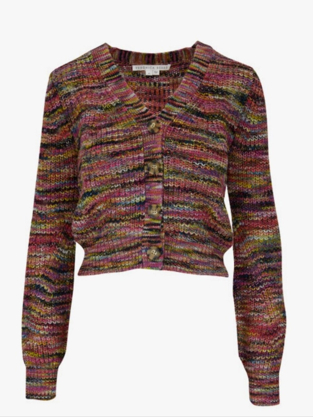 Veronica Beard Dolra Wool Blend Cardigan in Pink Multi Size XL
